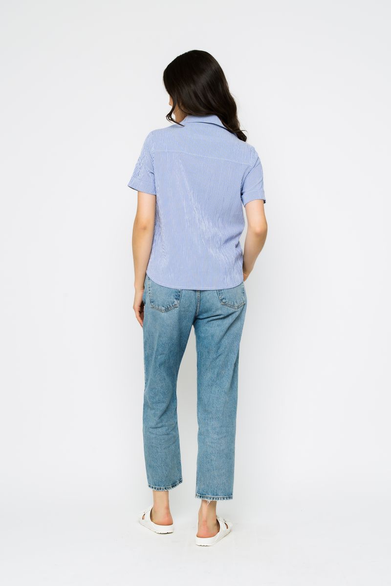NINA-ROLL CUFF TOP - black, railroad stripe or summer olive