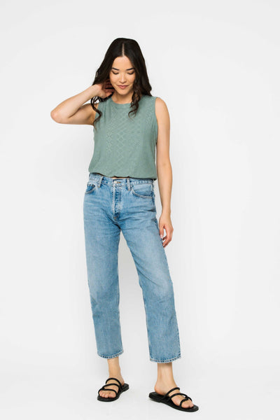 GINNY EYELET TANK- aquamarine or white