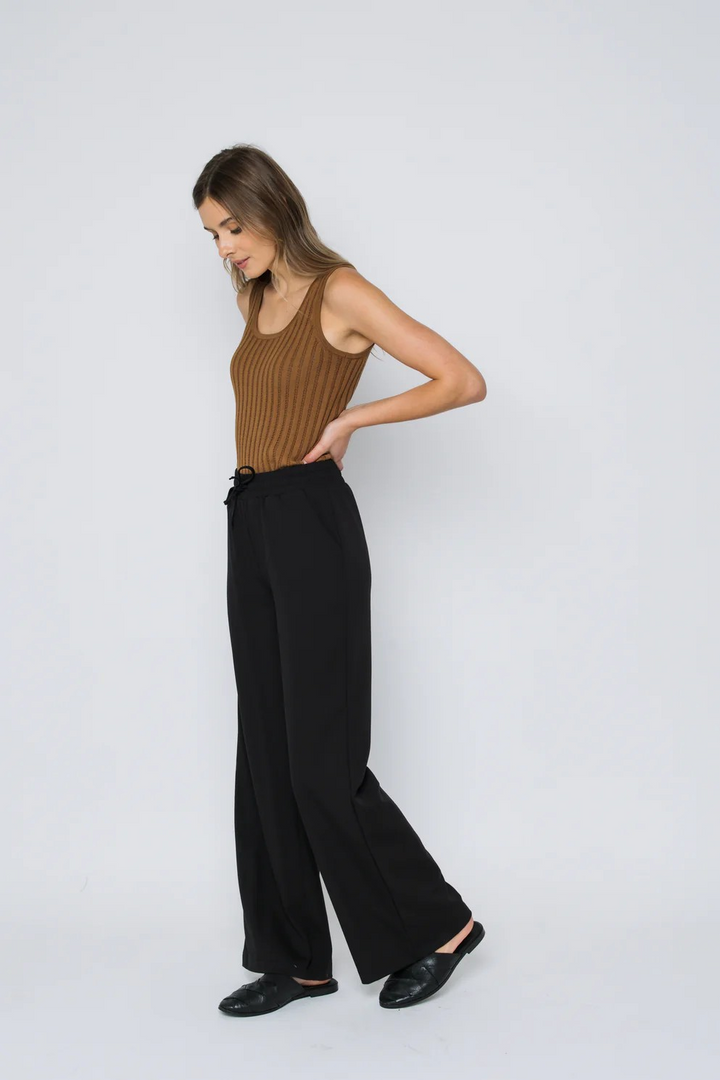 CHLOE WIDE LEG PANT - black, houndstooth or olive