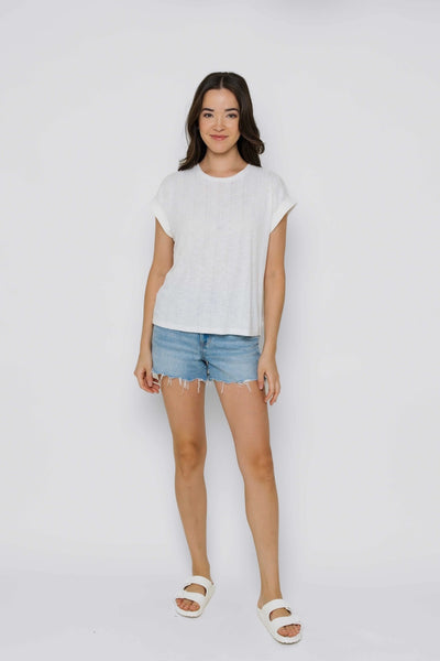 DAISY TEXTURED TEE- black, white, soft pink or sky blue
