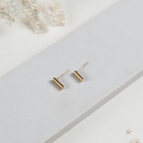 AMANI BAR STUD EARRINGS - silver or brass