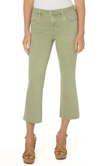HANNAH CROP FLARE WITH CUT HEM - spanish moss 25.5"