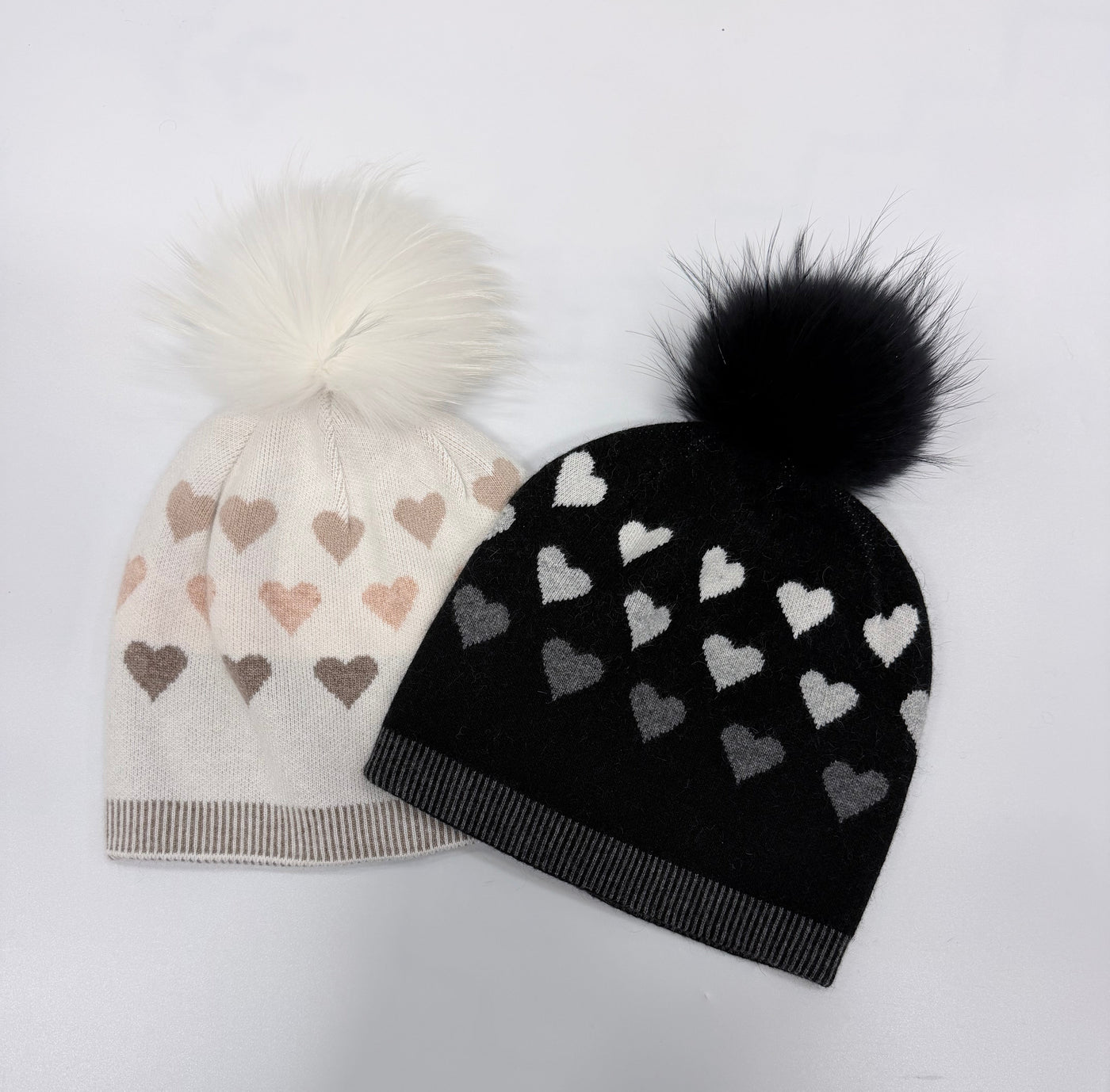 LAUREN HEART TOQUE- grey mocha or black grey