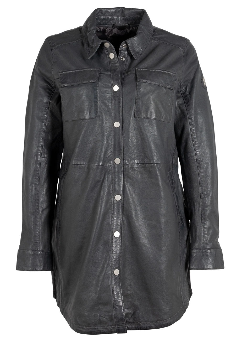 MIHA OVERSIDED LEATHER JACKET-grey