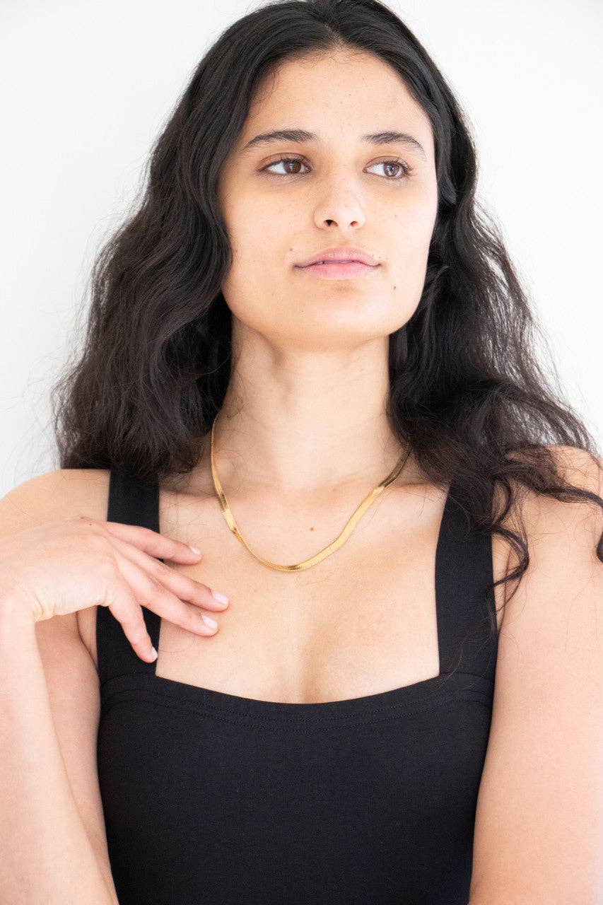 LEIGH FLAT LINK NECKLACE -classic gold, rose gold or silver