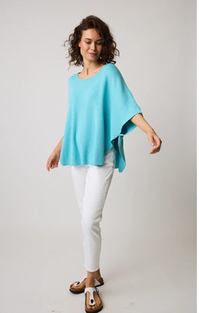 LAINEY CAPELET SWEATER -white or aqua