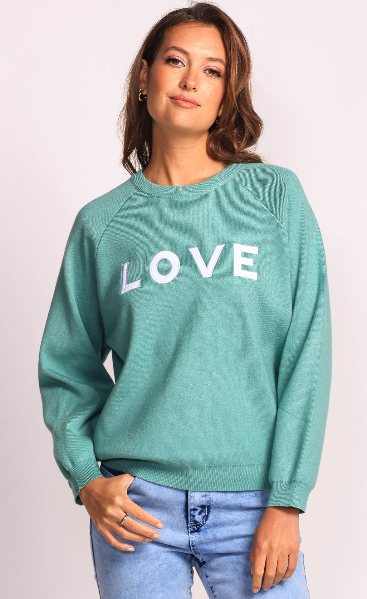 LOVE SWEATER-lilac or teal