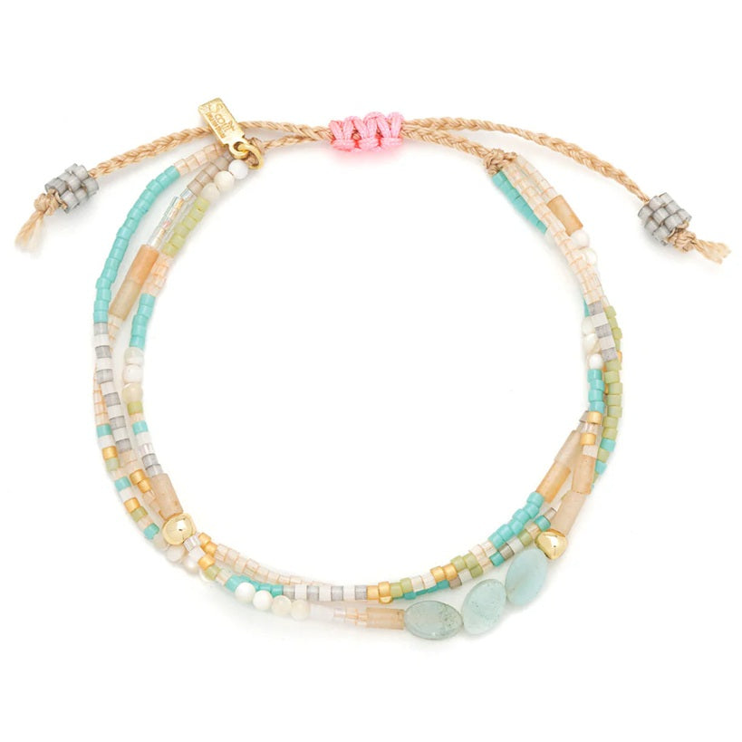 AMAZONITE MIXED MEDIA BRACELET - Courage (gold)