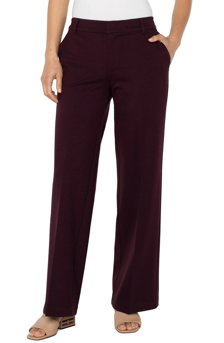KELSEY WIDE LEG TROUSER - dark plum