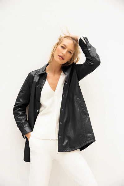 MAHI OVERSIZED LEATHER JACKET - black