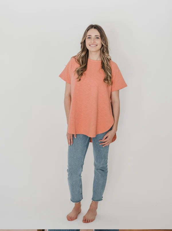 EAST END TEE - black, mauve, clay, stone or   tawny