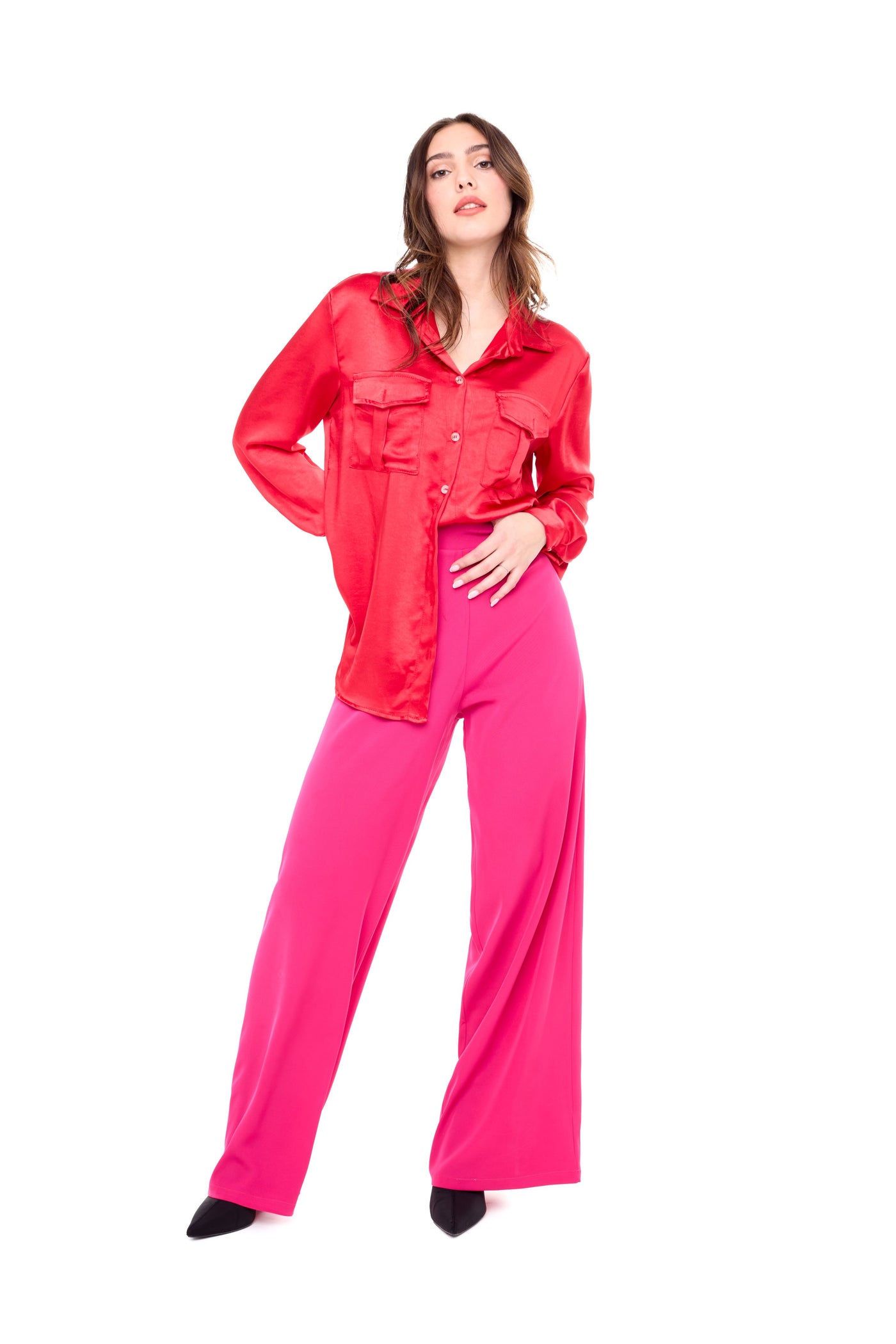 SASHA WIDE LEG PANT - black or candy pink