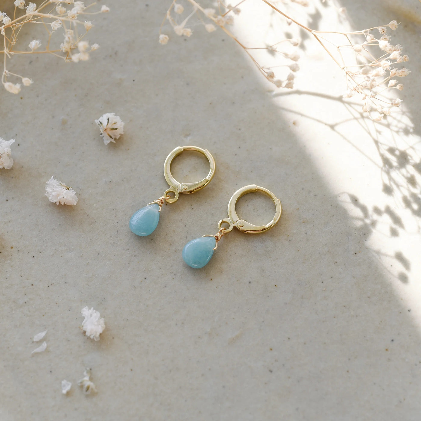 ZIA AMAZONITE  HOOPS - gold or silver