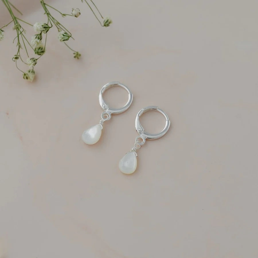 ZIA MOTHER OF PEARL  HOOPS - gold or silver