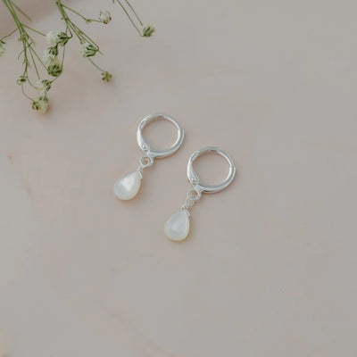 ZIA MOTHER OF PEARL  HOOPS - gold or silver