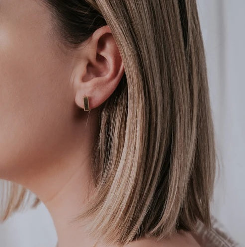 AMANI BAR STUD EARRINGS - silver or brass