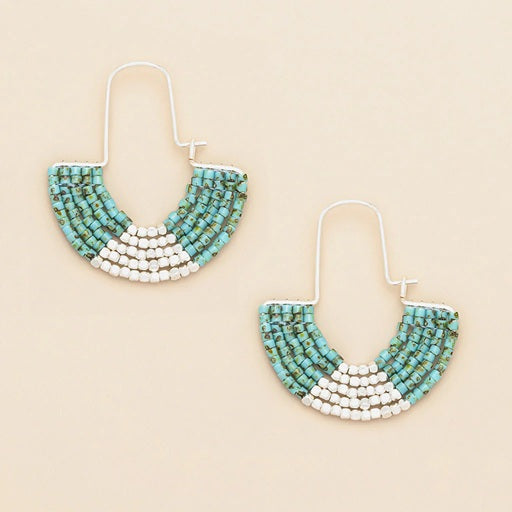 MIYUKI U-HOOP EARRINGS  - Speckled Turquoise/Silver