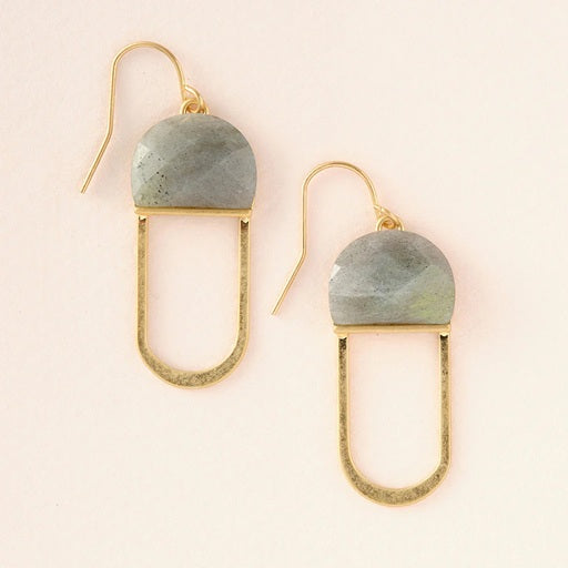 STONE CHANDELIER EARRINGS- labrodorite / gold