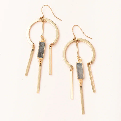 DREAM STONE EARRINGS - labradorite / gold