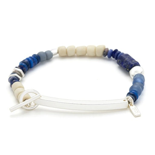 BRAVE AF HIDDEN MESSAGE BRACELET - Lapis/Silver