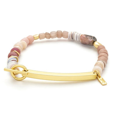 LOVED HIDDEN MESSAGE BRACELET- Rhodochrosite/Gold