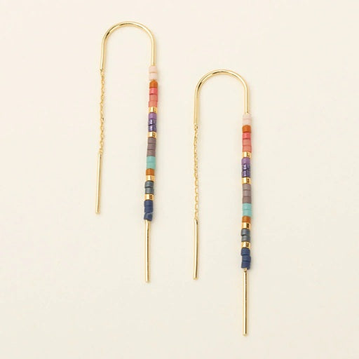 MIYUKI THREAD EARRINGS - dark multi / gold