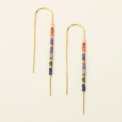 MIYUKI THREAD EARRINGS - dark multi / gold