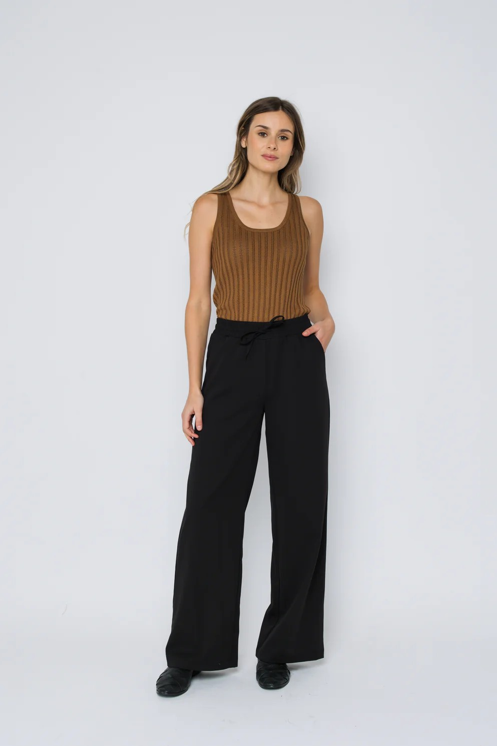 CHLOE WIDE LEG PANT - black, houndstooth or olive