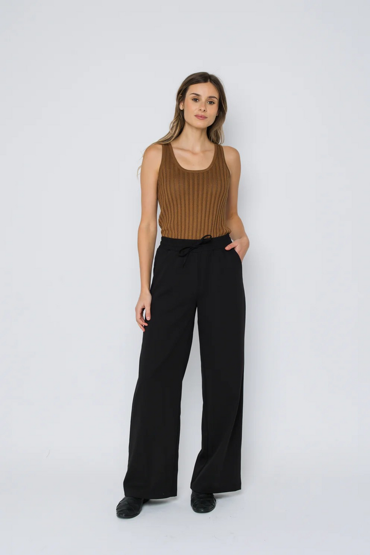 CHLOE WIDE LEG PANT - black, houndstooth or olive