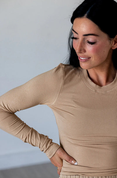 ESSENTIAL APRES RIBBED LONG SLEEVE - cloud grey, black, navy, champagne or pine