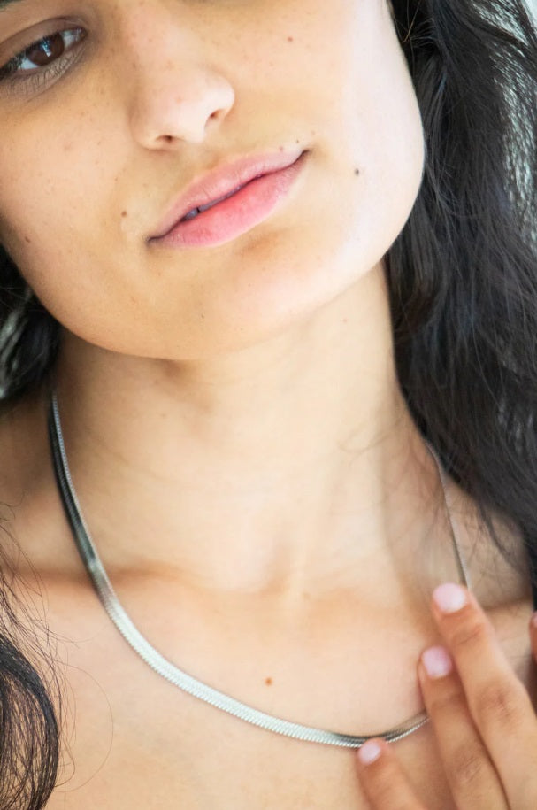 LEIGH FLAT LINK NECKLACE -classic gold, rose gold or silver