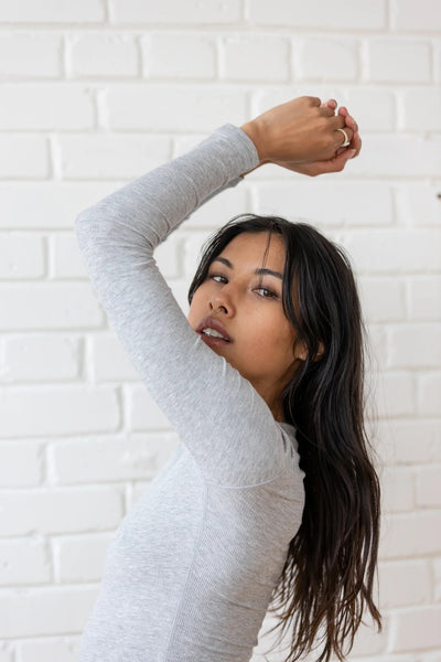 ESSENTIAL APRES RIBBED LONG SLEEVE - cloud grey, black, navy, champagne or pine