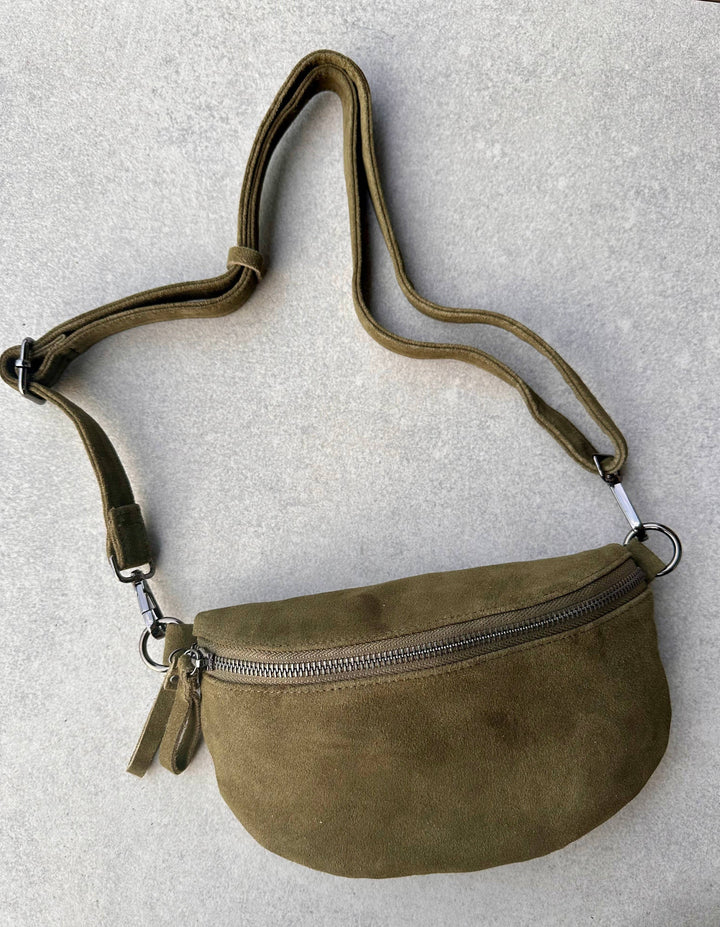 MILLY SUEDE CROSSBODY - olive