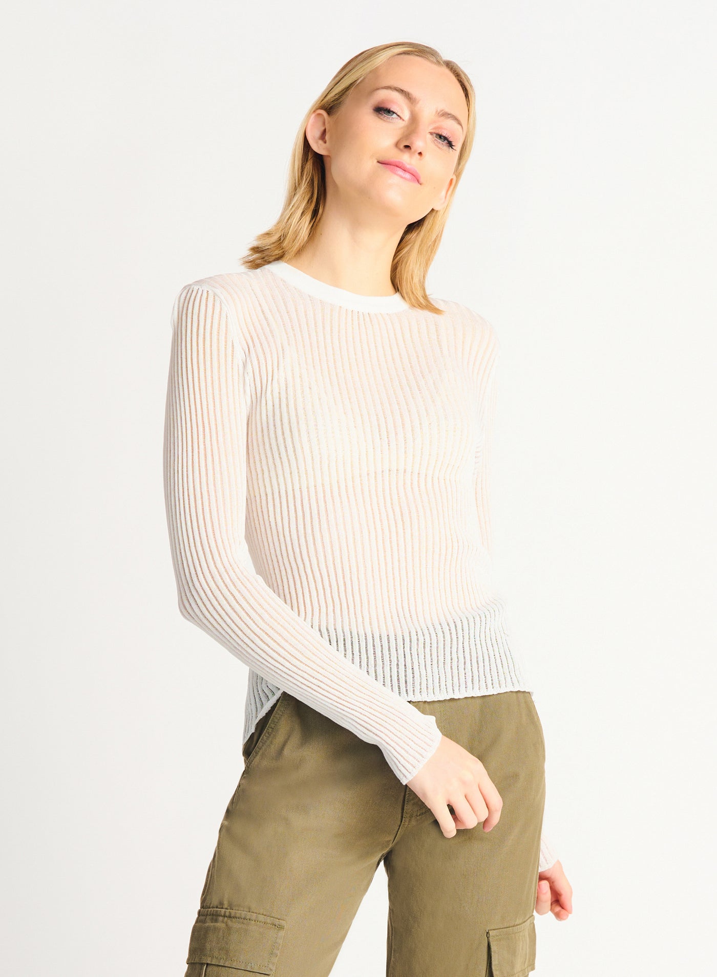 GLAMLY SWEATER TOP- white or soft timber wolf