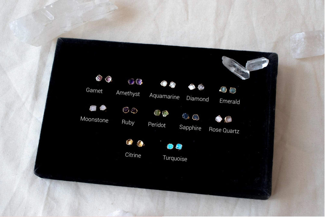 RAW GEMSTONE STUD EARRINGS