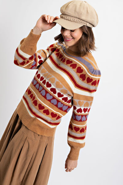 LOVE ME DO SWEATER - latte brown or hot pink