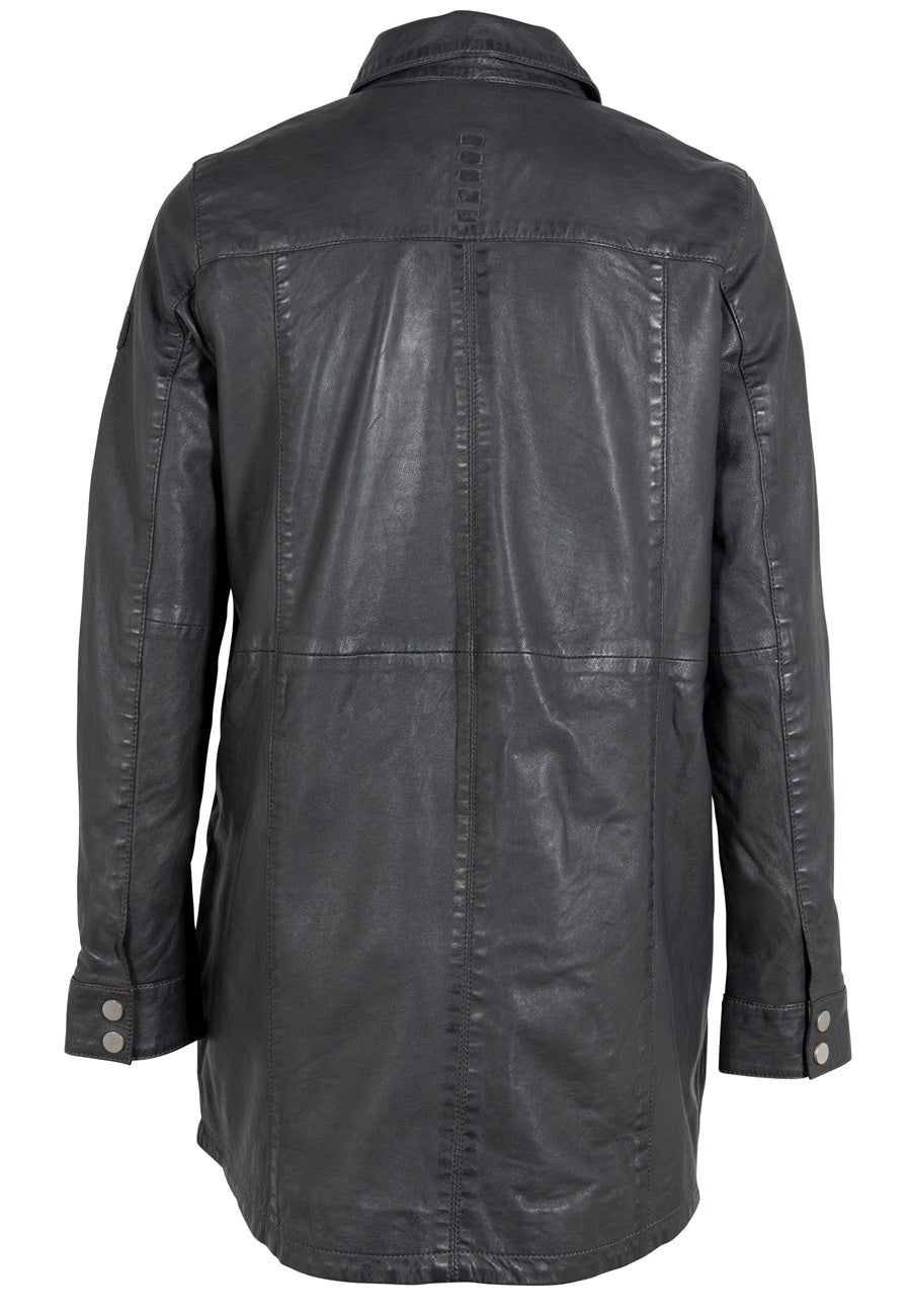 MIHA OVERSIDED LEATHER JACKET-grey