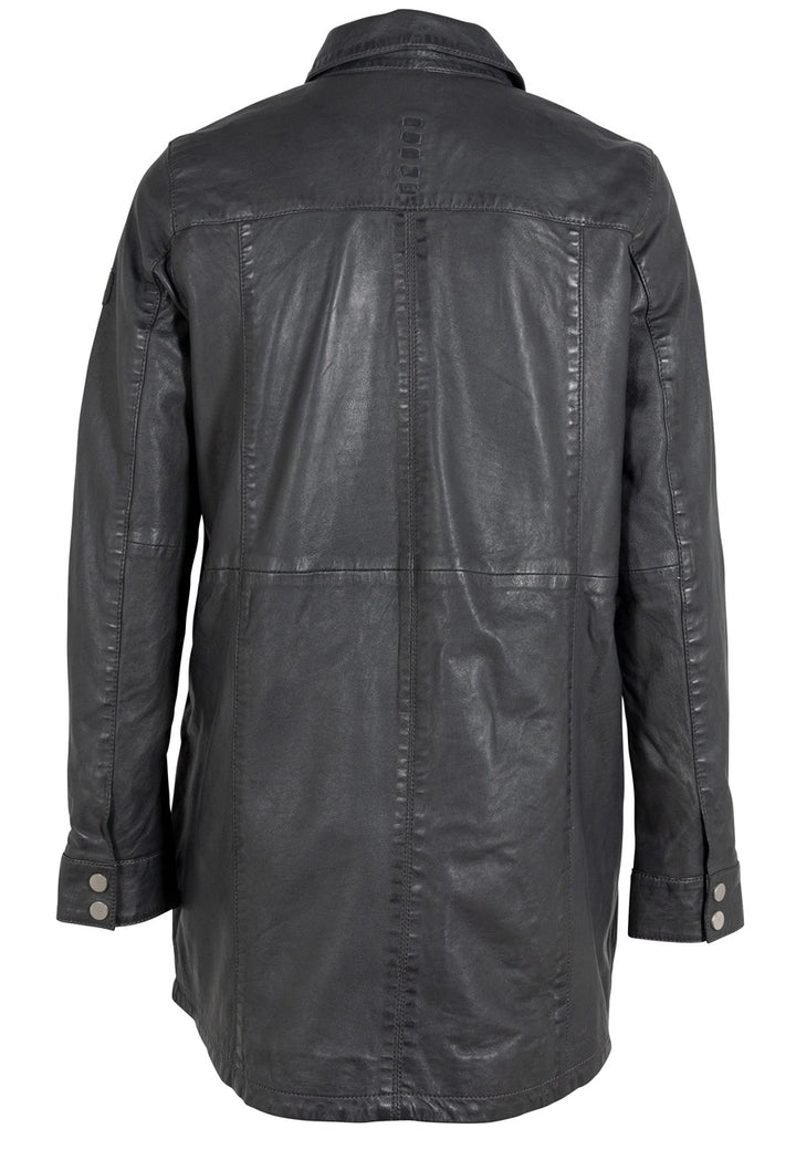 MIHA OVERSIDED LEATHER JACKET-grey