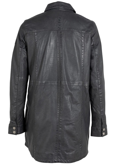 MIHA OVERSIDED LEATHER JACKET-grey