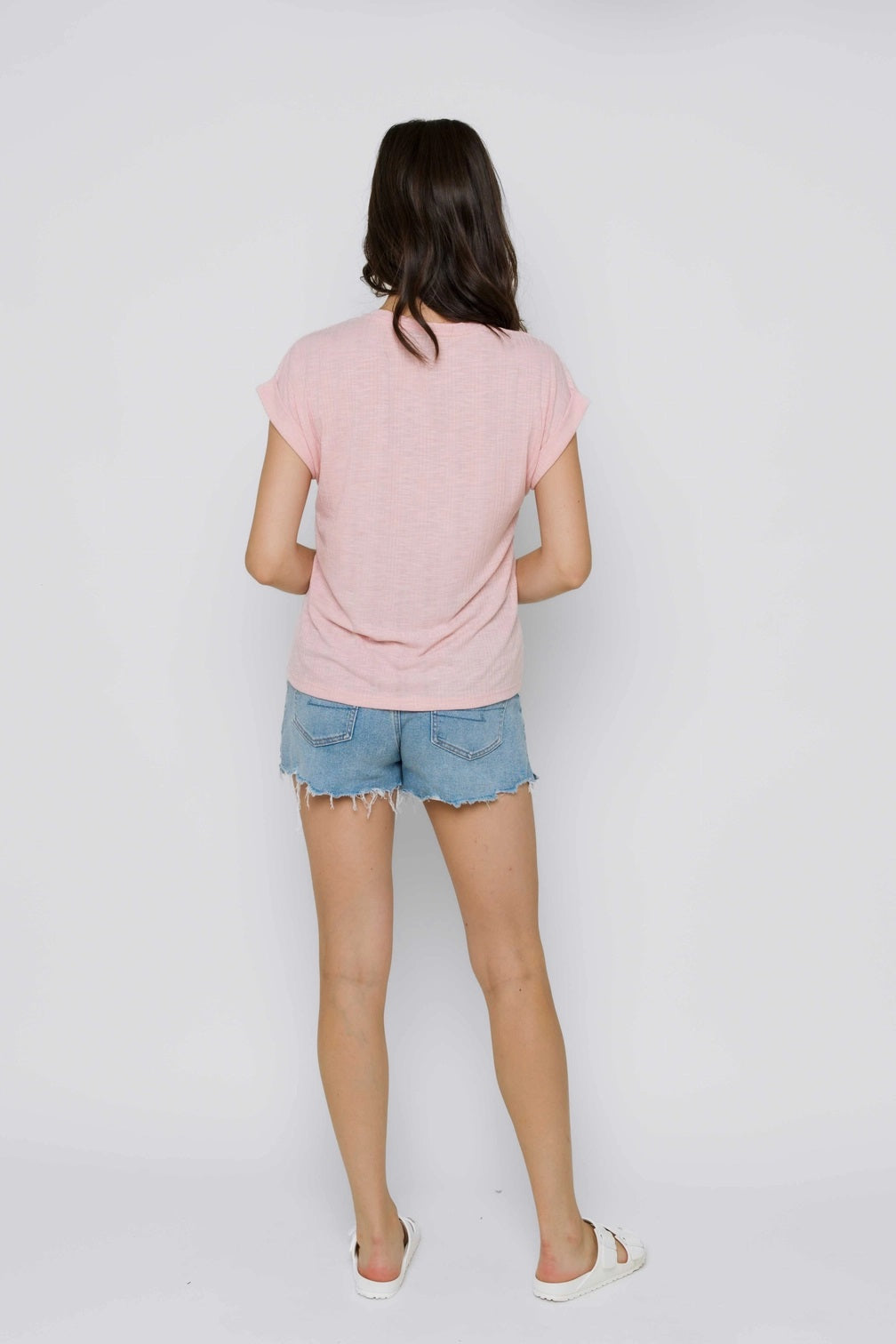 DAISY TEXTURED TEE- black, white, soft pink or sky blue