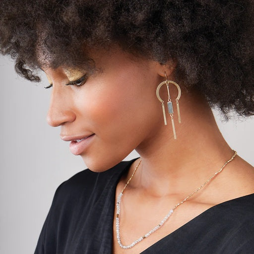 DREAM STONE EARRINGS - labradorite / gold