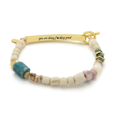 F♥UCKING GREAT HIDDEN MESSAGE BRACELET -Blue Apatite/Gold