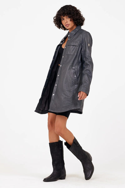 MIHA OVERSIDED LEATHER JACKET-grey