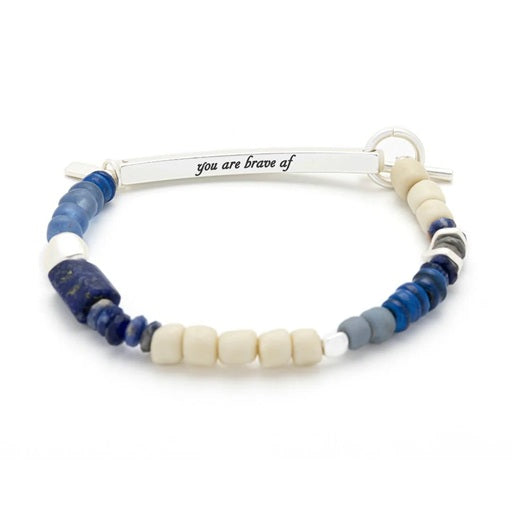 BRAVE AF HIDDEN MESSAGE BRACELET - Lapis/Silver