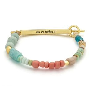 CRUSHING IT HIDDEN MESSAGE BRACELET- Amazonite/Gold