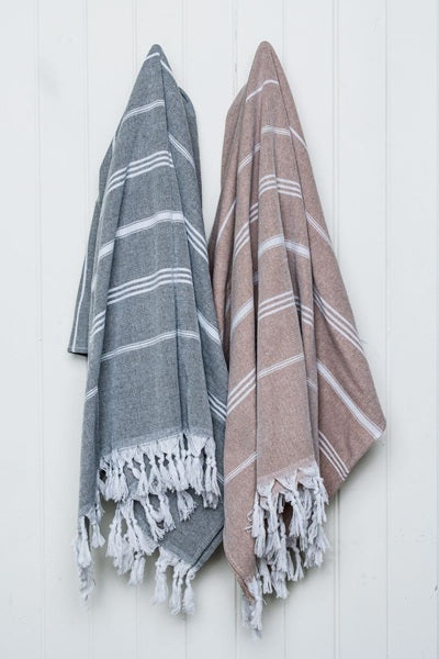 JUST BEACHY TOWEL-neutral grey or neutral beige