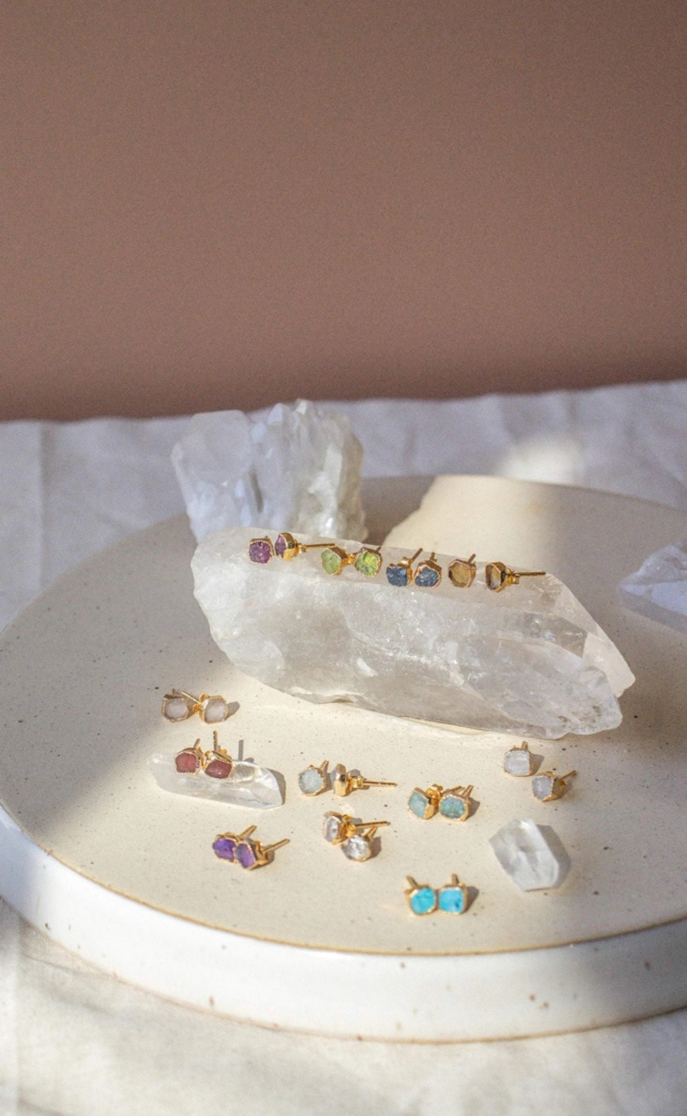 RAW GEMSTONE STUD EARRINGS