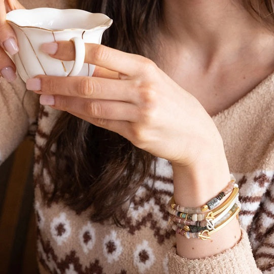 STRONG AF HIDDEN MESSAGE BRACELET-Amethyst/Gold
