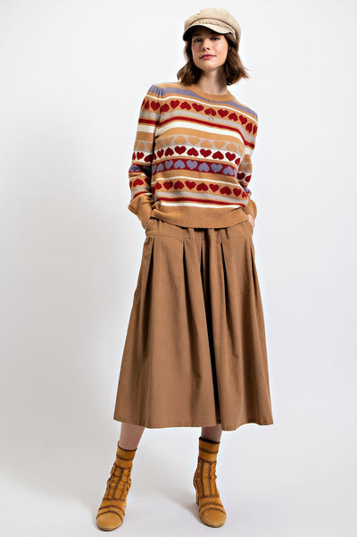 LOVE ME DO SWEATER - latte brown or hot pink
