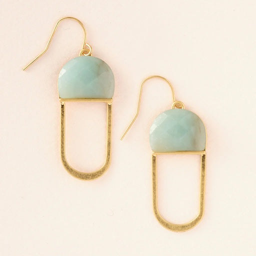 STONE CHANDELIER EARRINGS- amazonite / gold